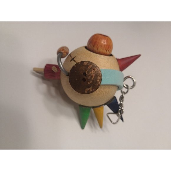 Eclectic Wooden Hanging Figure With Chain. - Picture 2 of 10